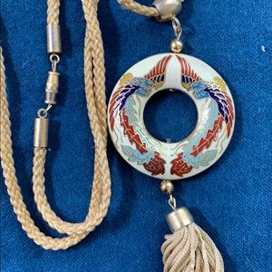 Beautiful cloisonné enamel pendant with tassel.